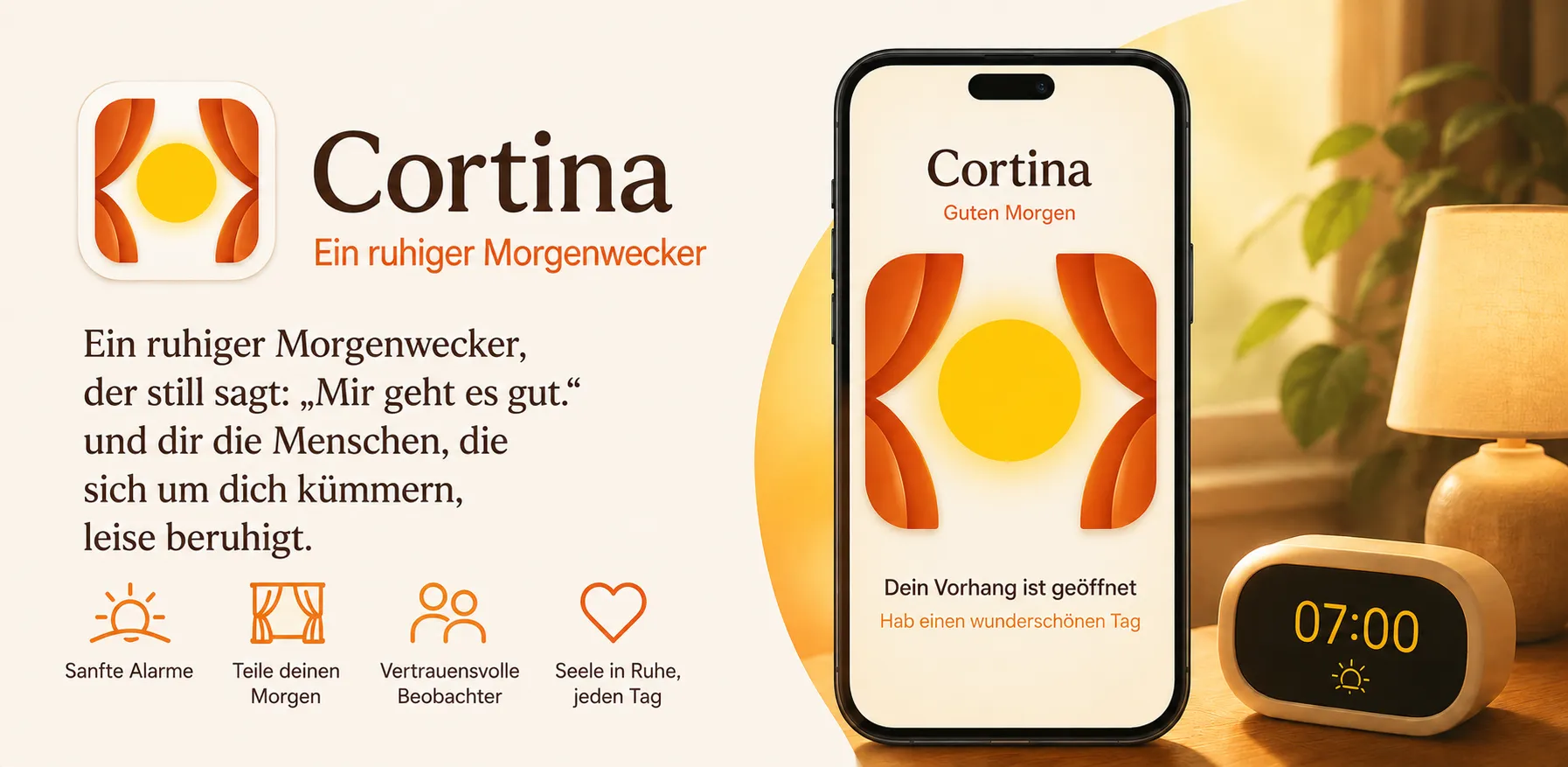 Cortina Morgen-Check-in-App mit digitalem Vorhang
