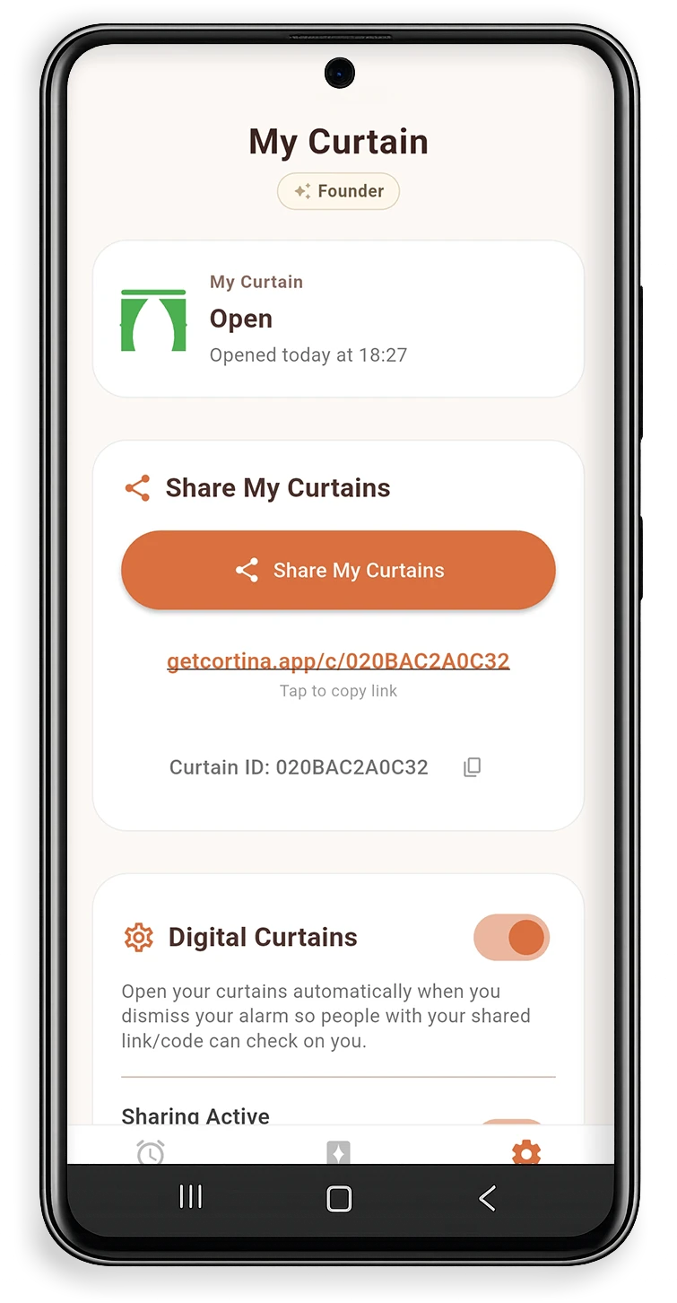 Digital curtain family check-in indicator